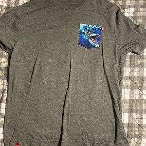 Huk grey t shirt barracuda logo
